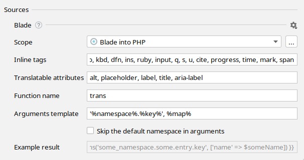 Blade Source Code Preferences screenshot