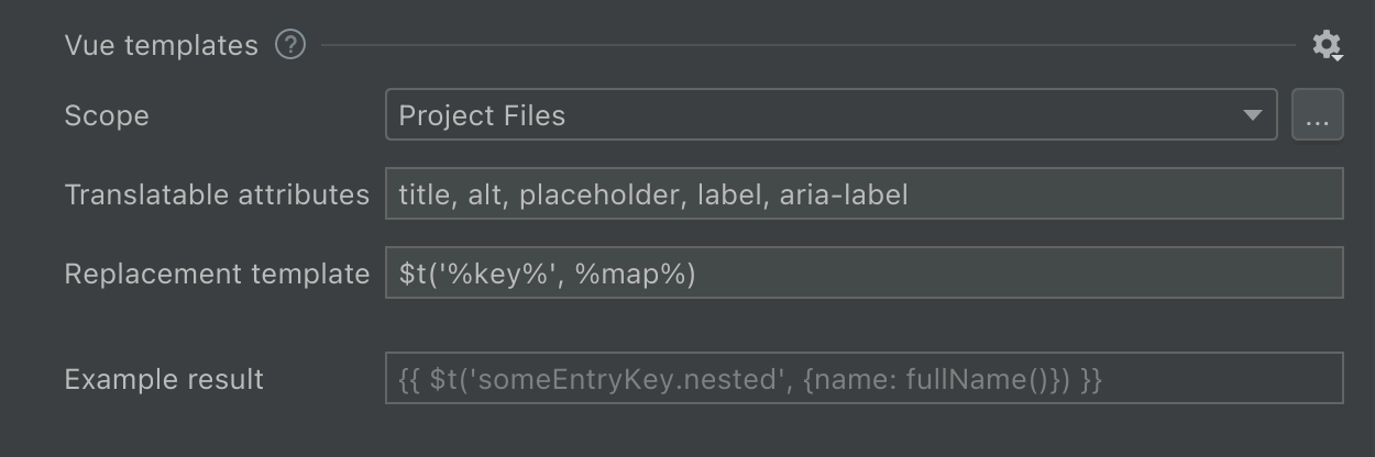 Vue Templates Preferences screenshot